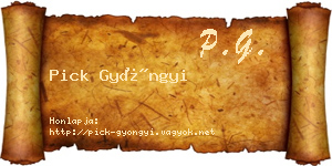 Pick Gyöngyi névjegykártya